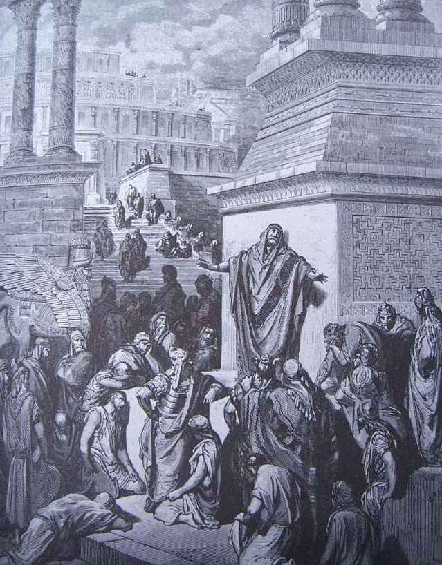 Predicación de Jonás en Nínive. Grabado de Doré